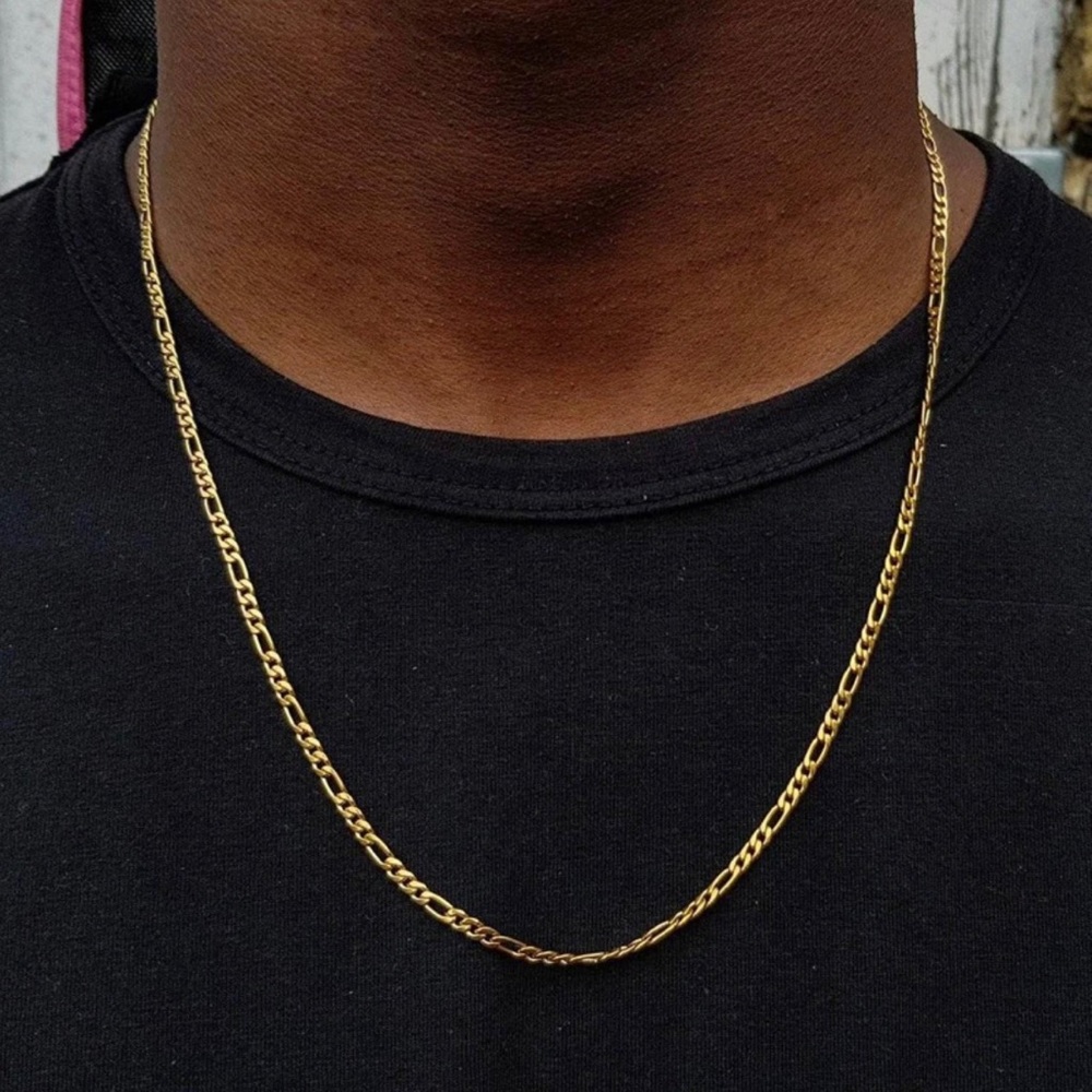 Men 18” Titanium Steel Figaro Chain Necklace